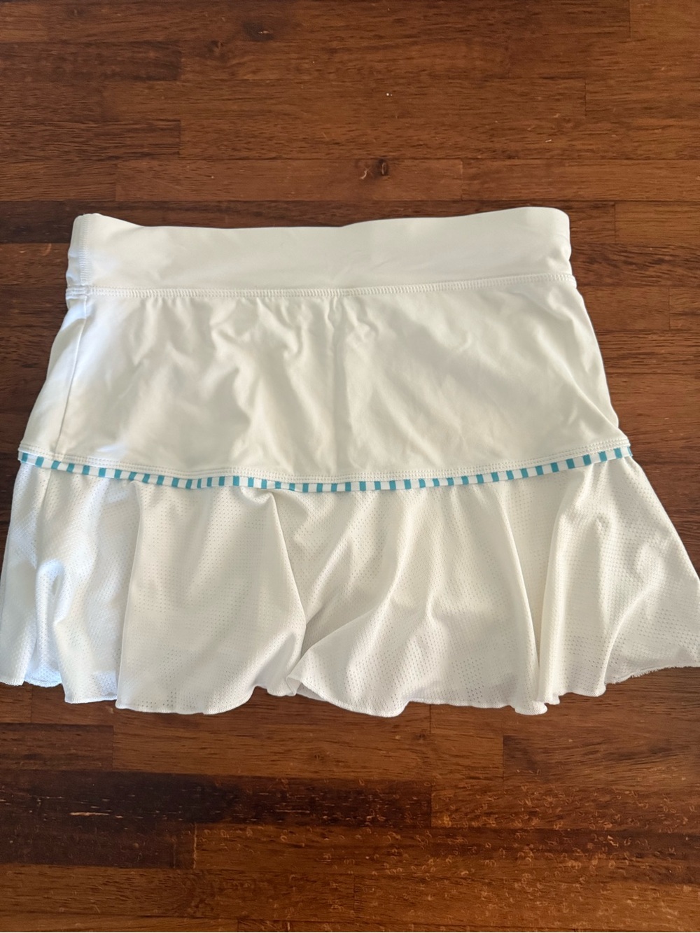 White Women's Athletic Skort with Blue Trim